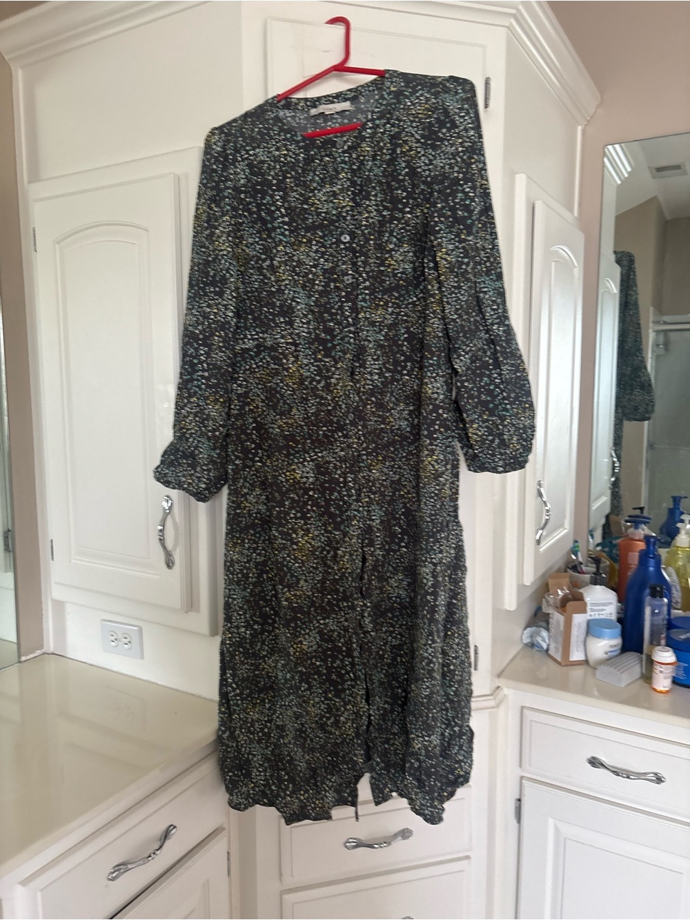Women's Grey Speckled Long Sleeve Midi Dress. Whimsigoth
